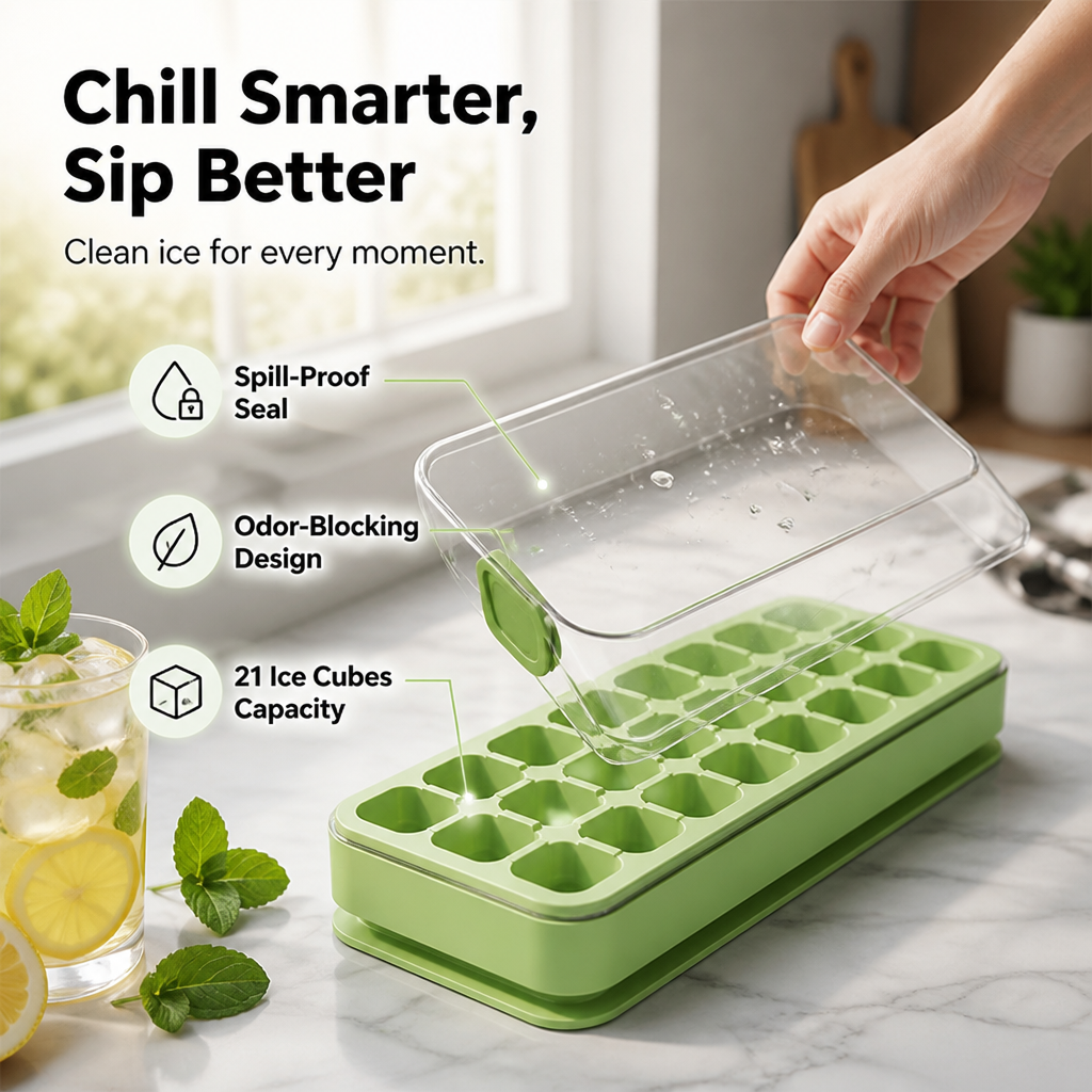IceFresh™ - Leakproof Ice Cube Storage Tray