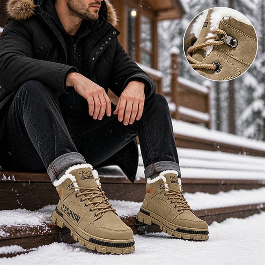 FrostTrek™ Men's Fur-Lined Winter Boots — Waterproof, Slip-Resistant Warmth