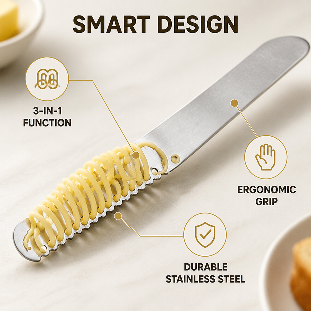ButterGlide™ 3-in-1 Stainless Butter Spreader