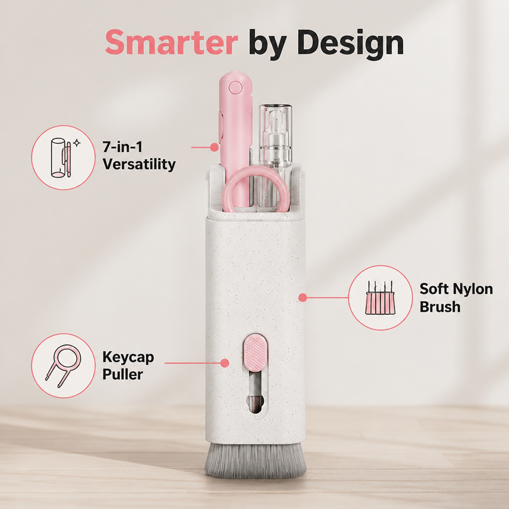 DustDart™ 7-in-1 Gadget Cleaning Pen — Spotless Earbuds & Keyboards