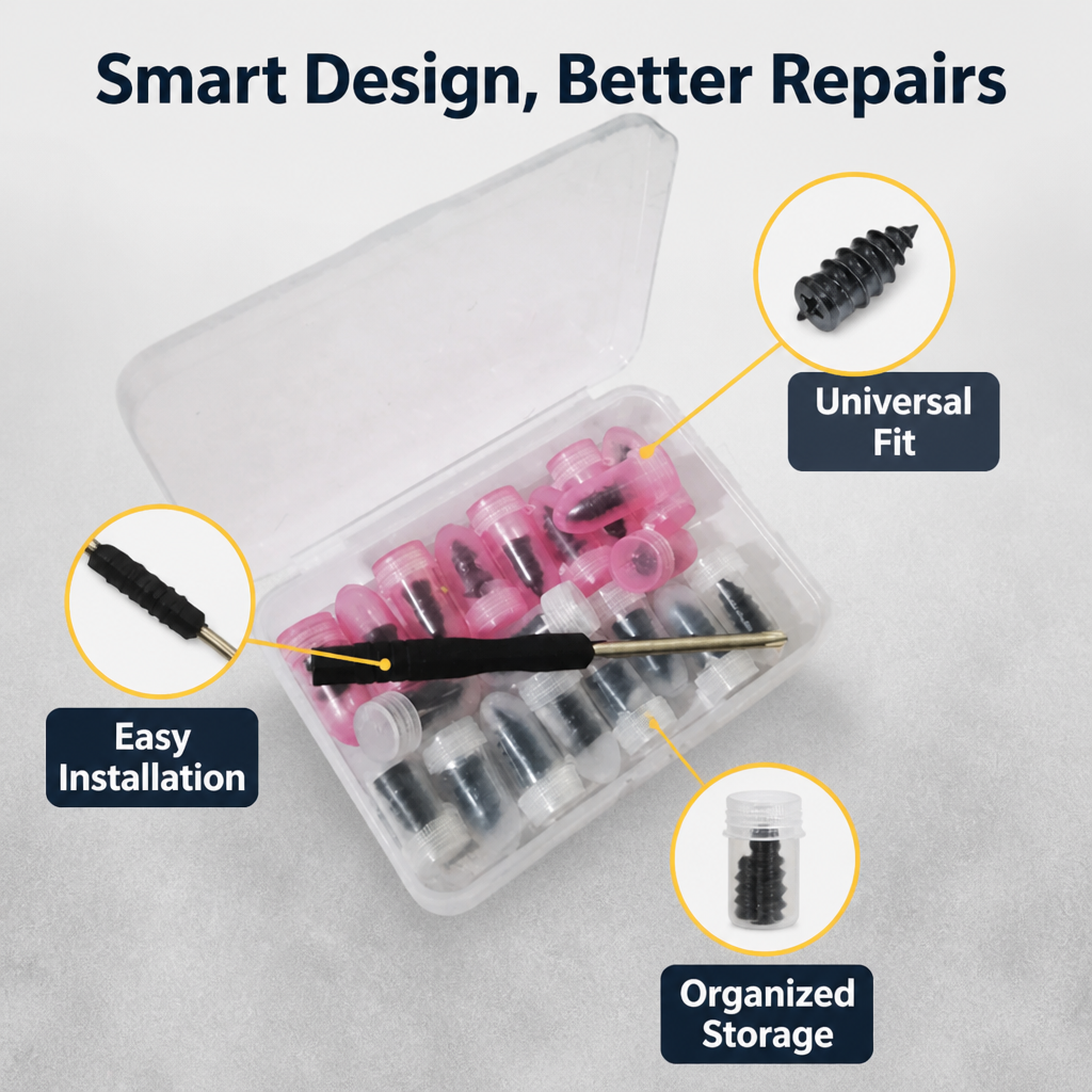 PlugPal™ Tire Puncture Repair Kit — Plugs + Tool for Quick Roadside Fixes
