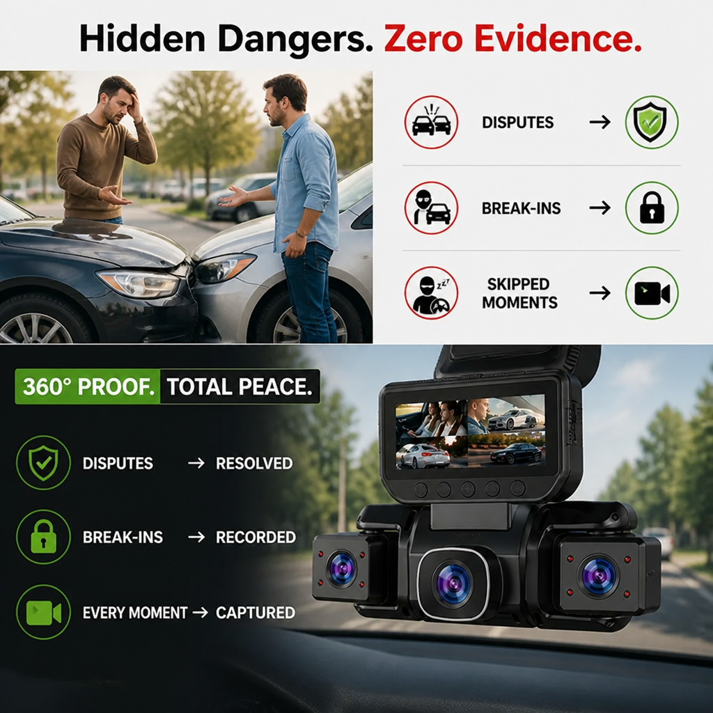 RoadSentry™ 3-Lens 360° Dash Cam