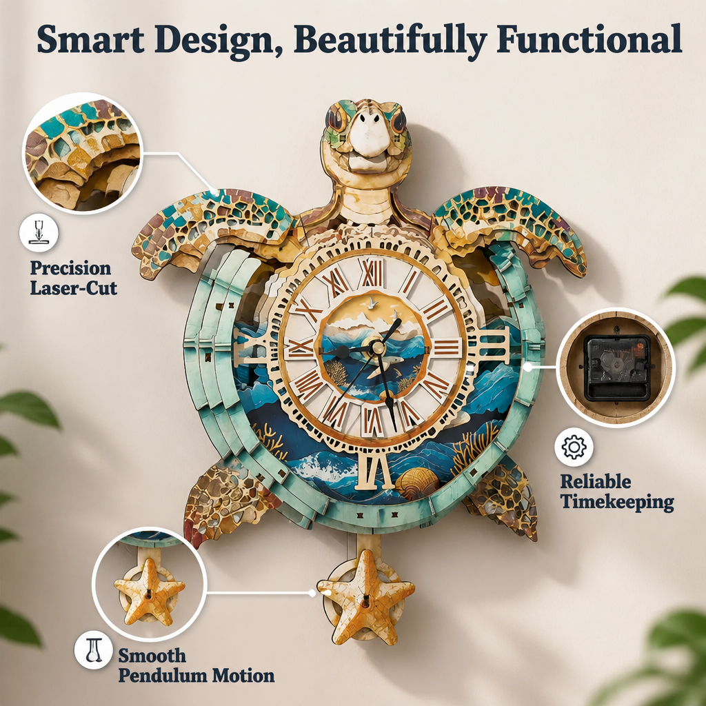 TideCraft™ — Coastal Turtle Wall Clock