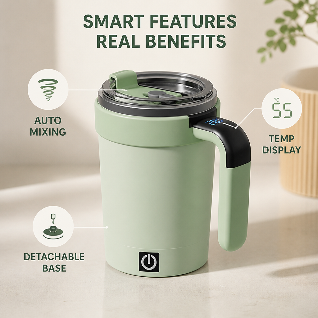 SwirlSip™ Self-Stirring Mug — Mix Drinks Hands-Free