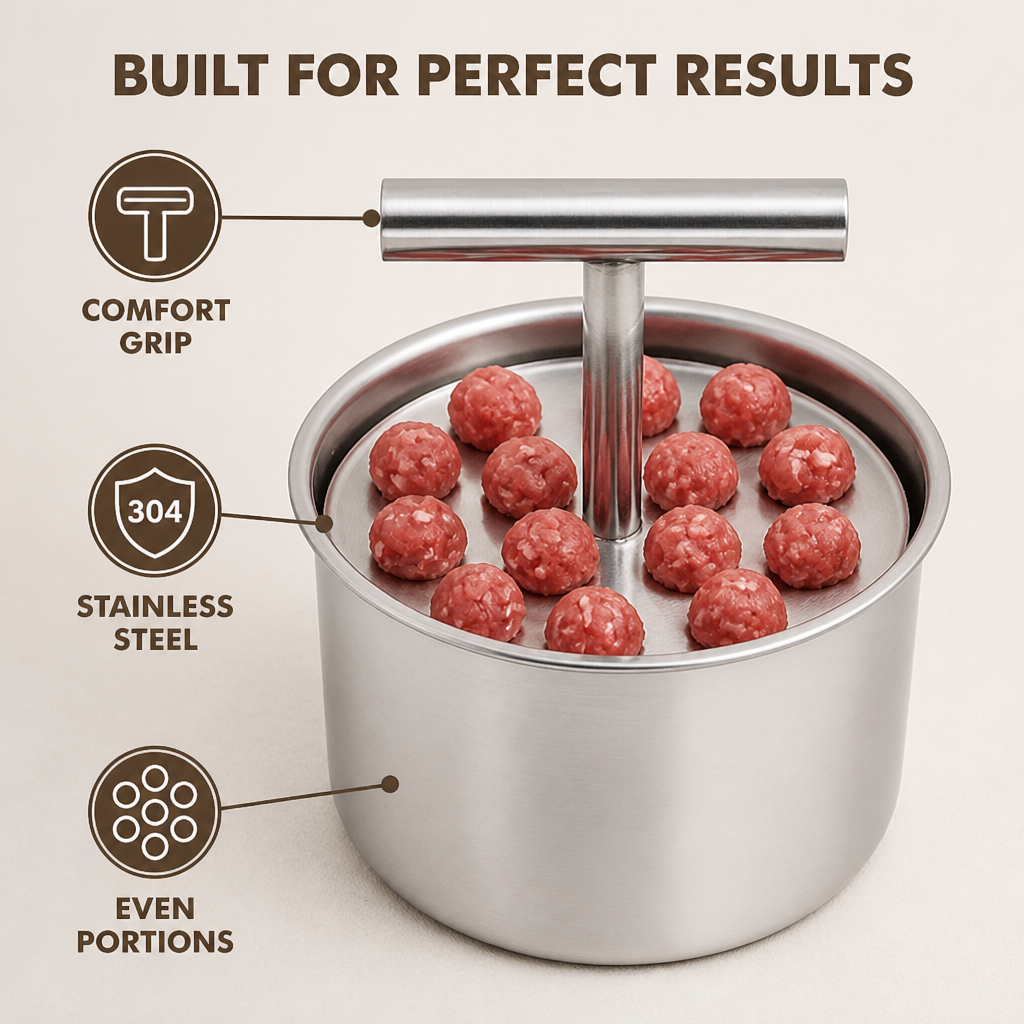 RoundRight™ Stainless Steel Meatball Maker — Perfect Uniform Meatballs