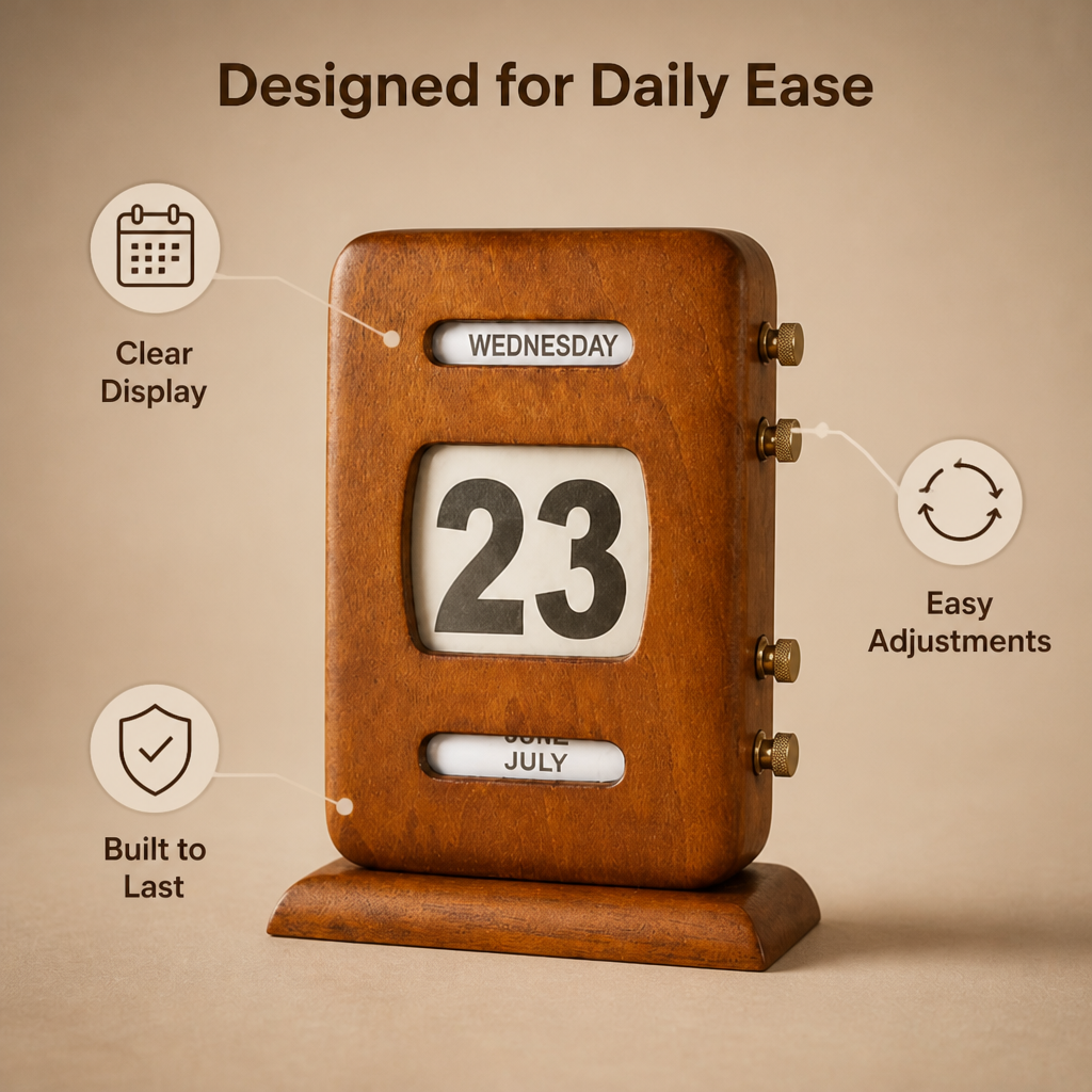 DayFlip™ Wooden Perpetual Desk Calendar — Keep Track Of Dates