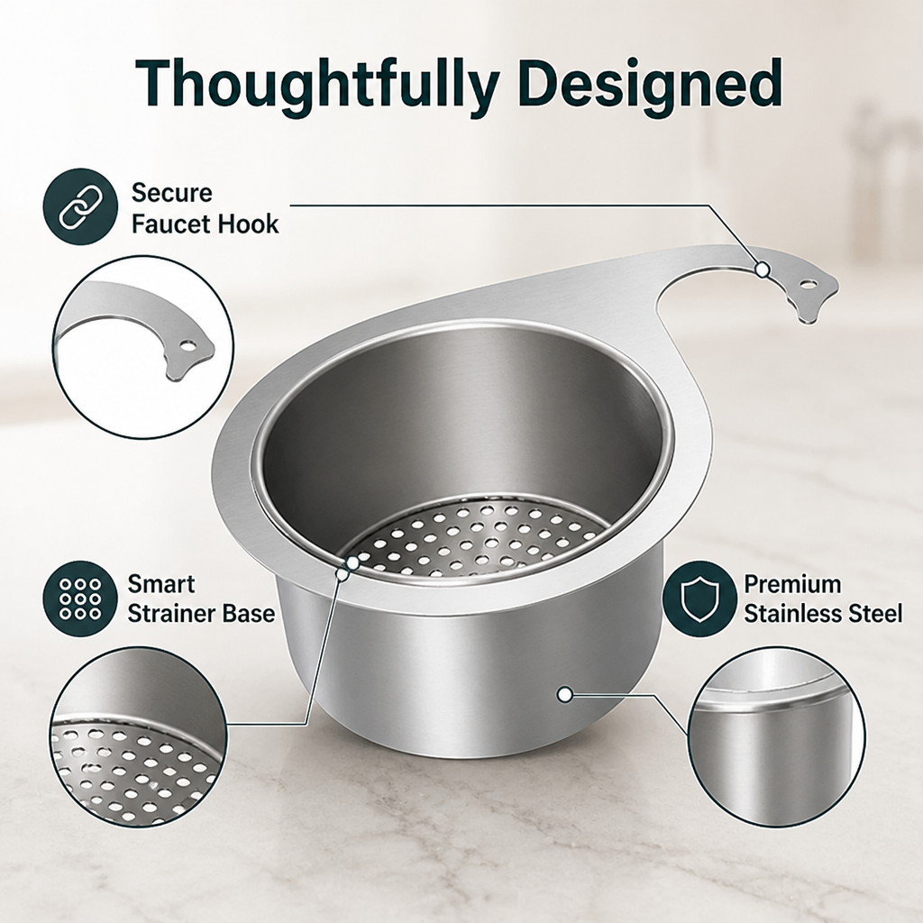DrainGuard™ — Faucet-Mounted Sink Strainer