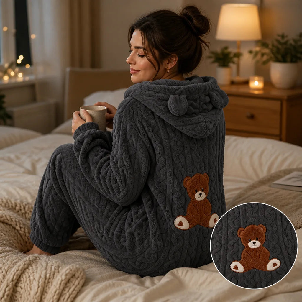 CubbyCozy™ Hooded Bear-Ear Fleece Onesie