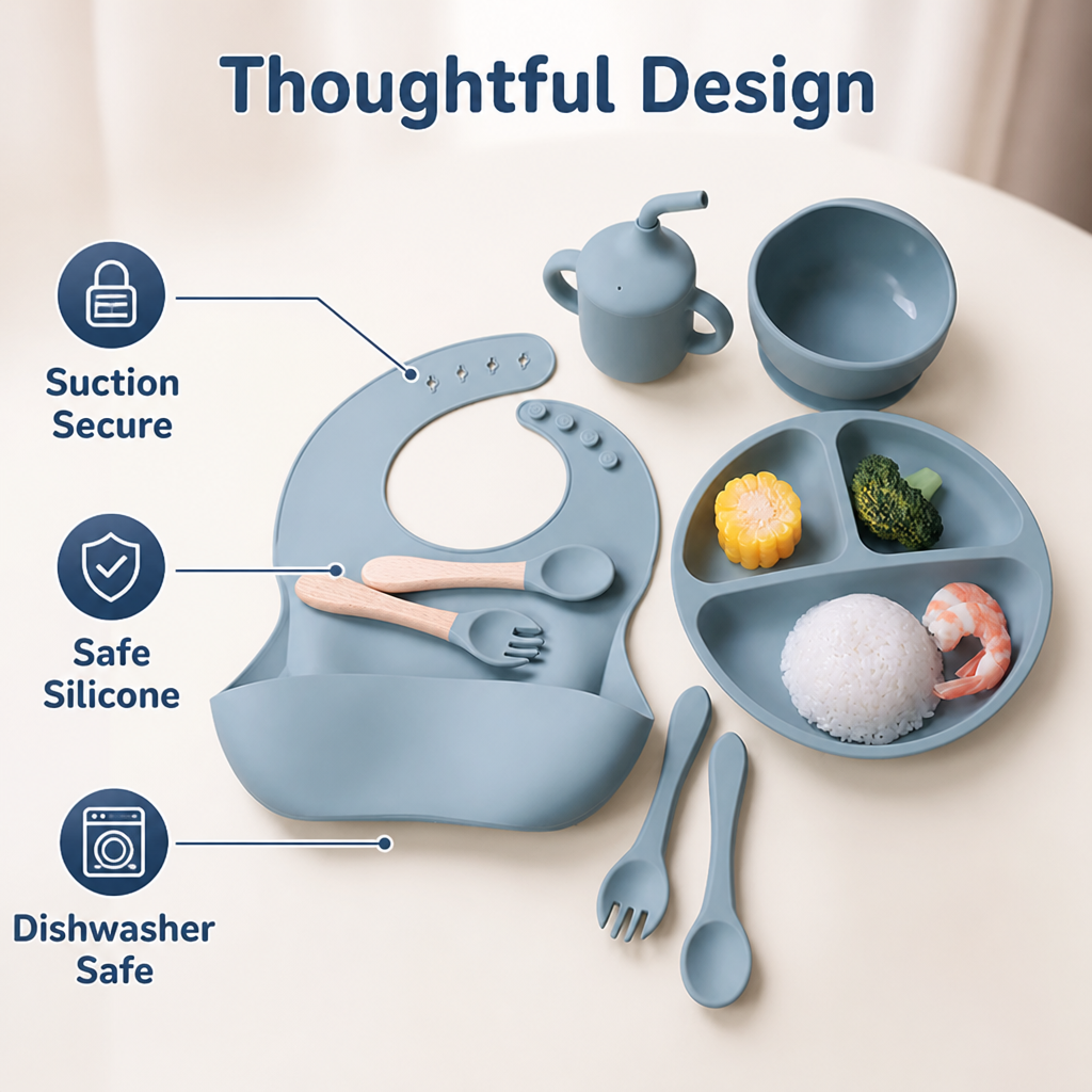 TotTable™ Toddler Silicone Feeding Set — Mess-Free Self-Feeding