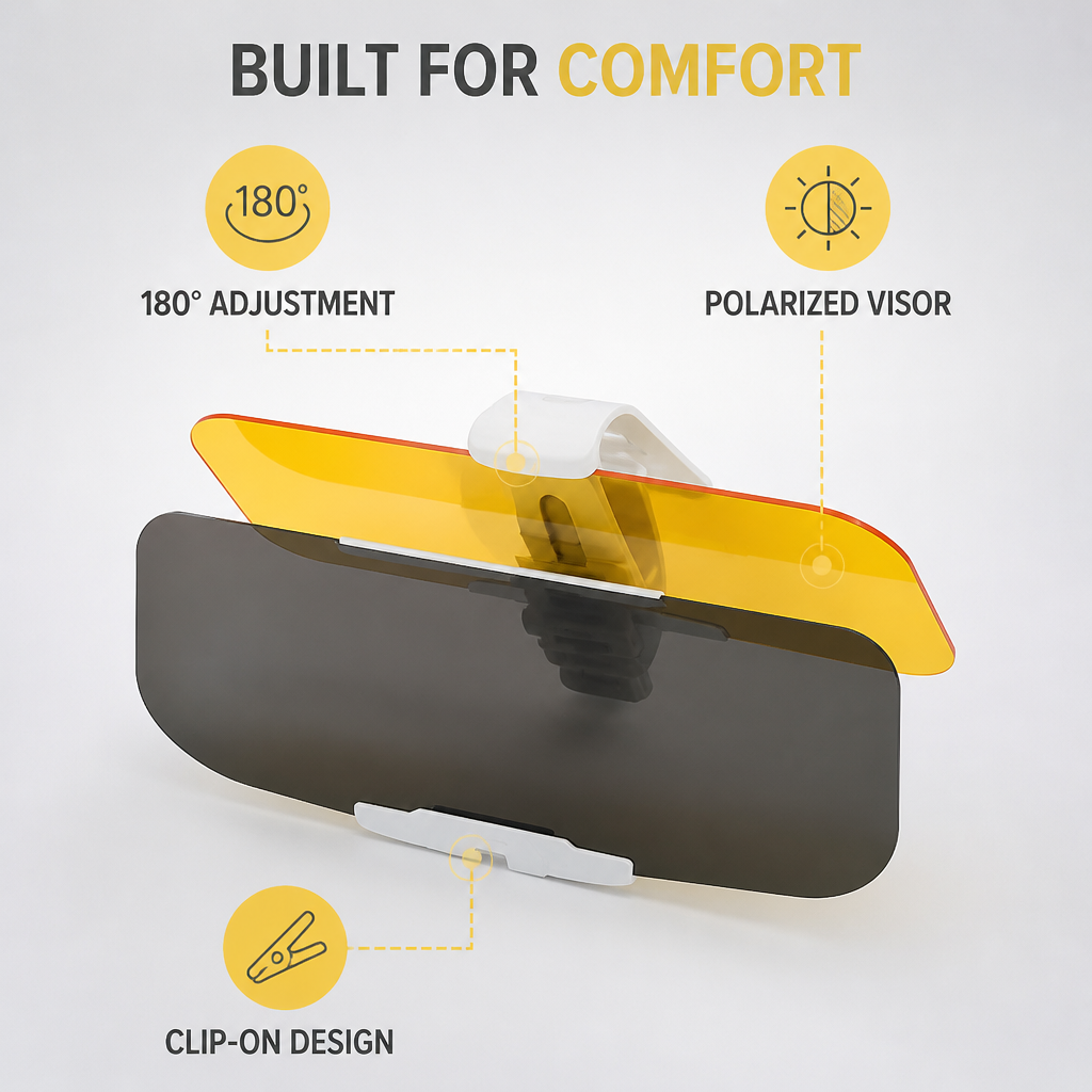 VisorClear™ Anti-Glare Car Sun Visor — Drive With Less Squinting