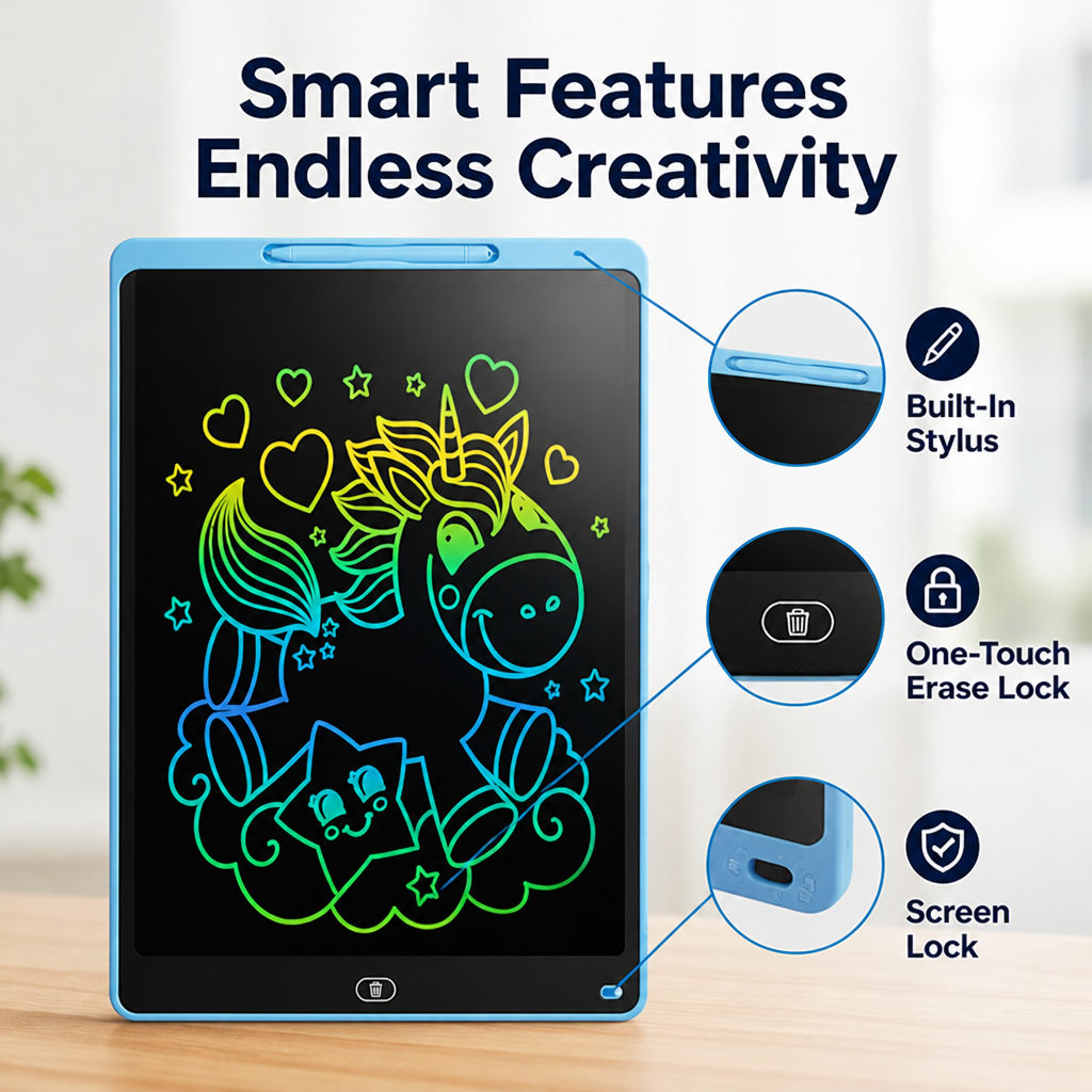 SketchGlow™ 20" Multi-Color LCD Writing Board — Reusable Doodle Pad