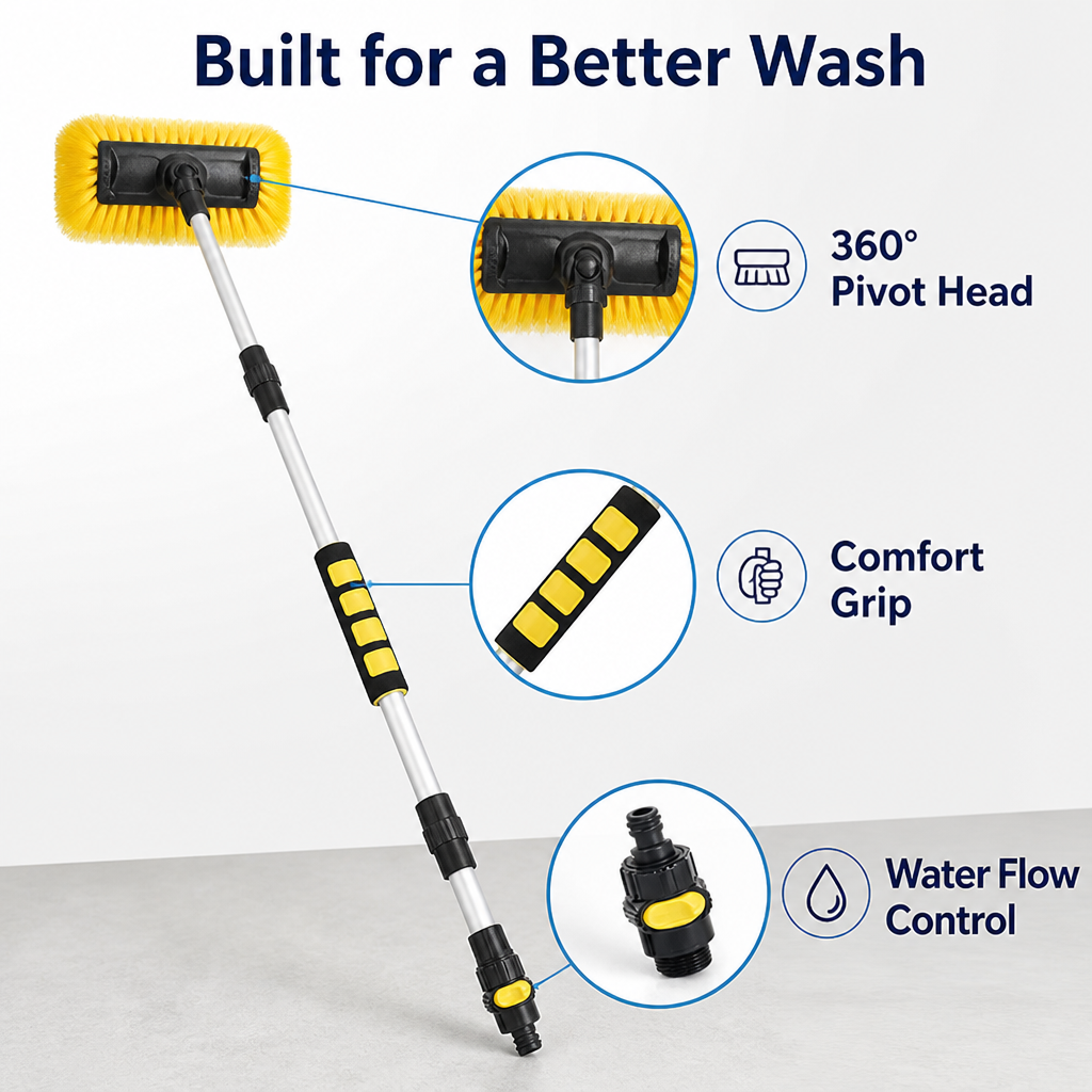 WashReach™ Extendable Car Wash Brush — Reach High Spots