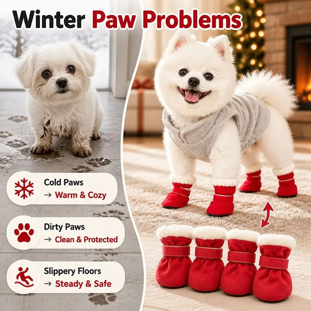 Pawkindle™ Winter Dog Boots — Keep Paws Warm and Steady