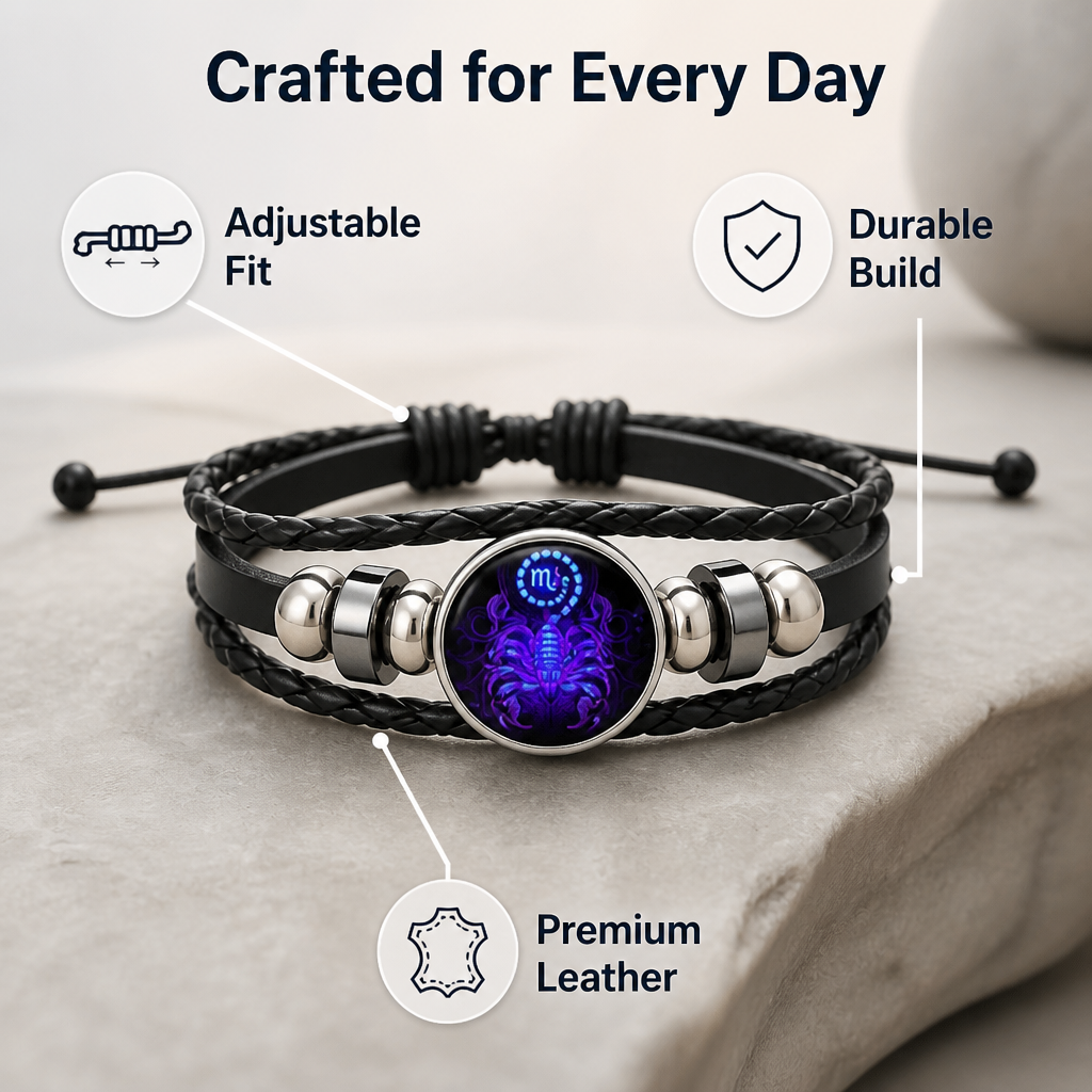 MystiGlow™ — Blue Crystal Leather Bracelet