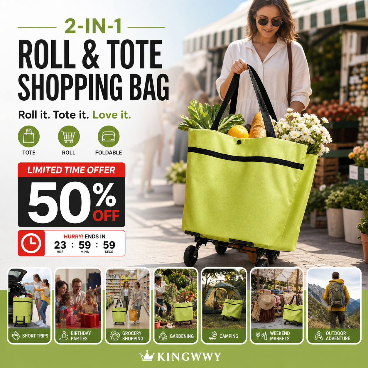 SwiftTote™ — Carry Everything Effortlessly, Glide Through Life Pain-Free