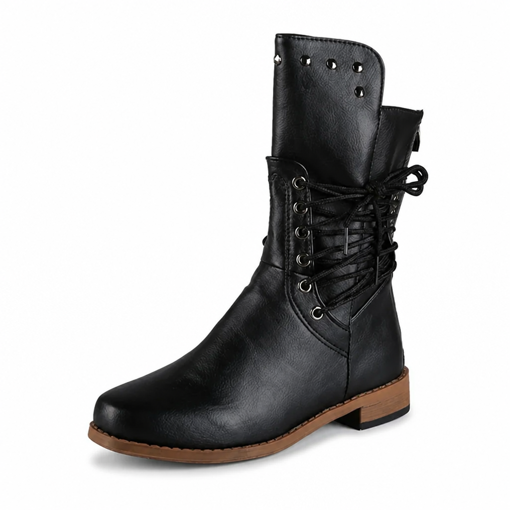 Calloway™ Women's Lace-Up Mid-Calf Boots — Studded Everyday Style