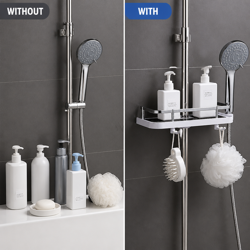 Showerra™ — Spacious Shower Organizer for a Cleaner, Clutter-Free Space