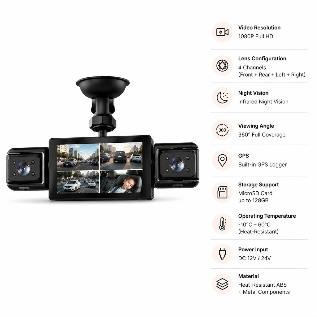 OmniLens™ 4-Lens Dash Cam