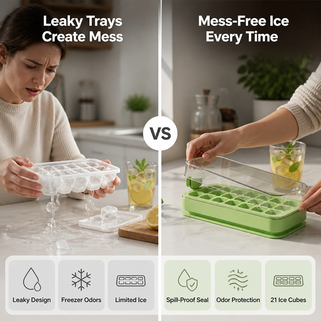 IceFresh™ - Leakproof Ice Cube Storage Tray