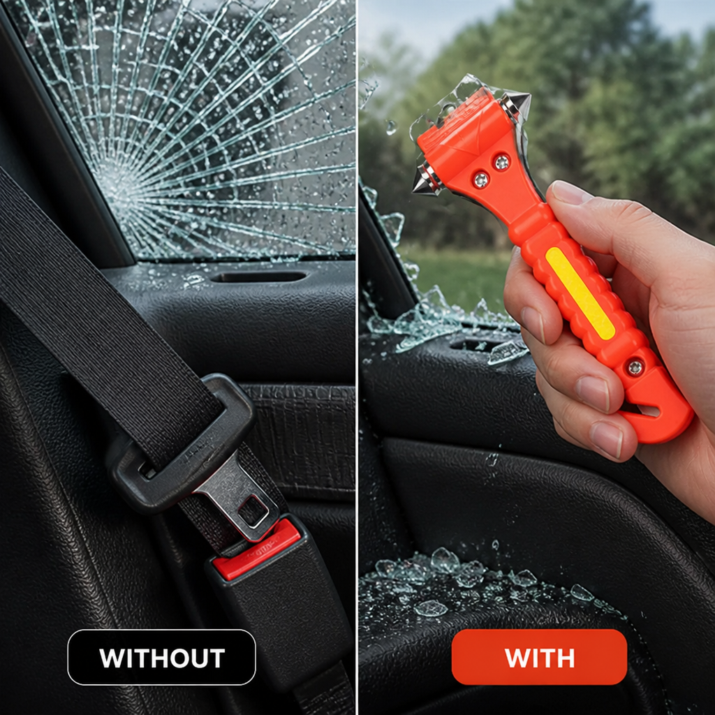 Rescuvo™ Car Emergency Escape Tool — Window Breaker & Belt Cutter