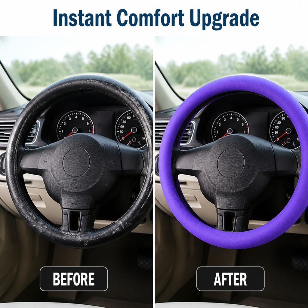 SteerSoft™ Silicone Steering Wheel Cover — Comfortable Grip