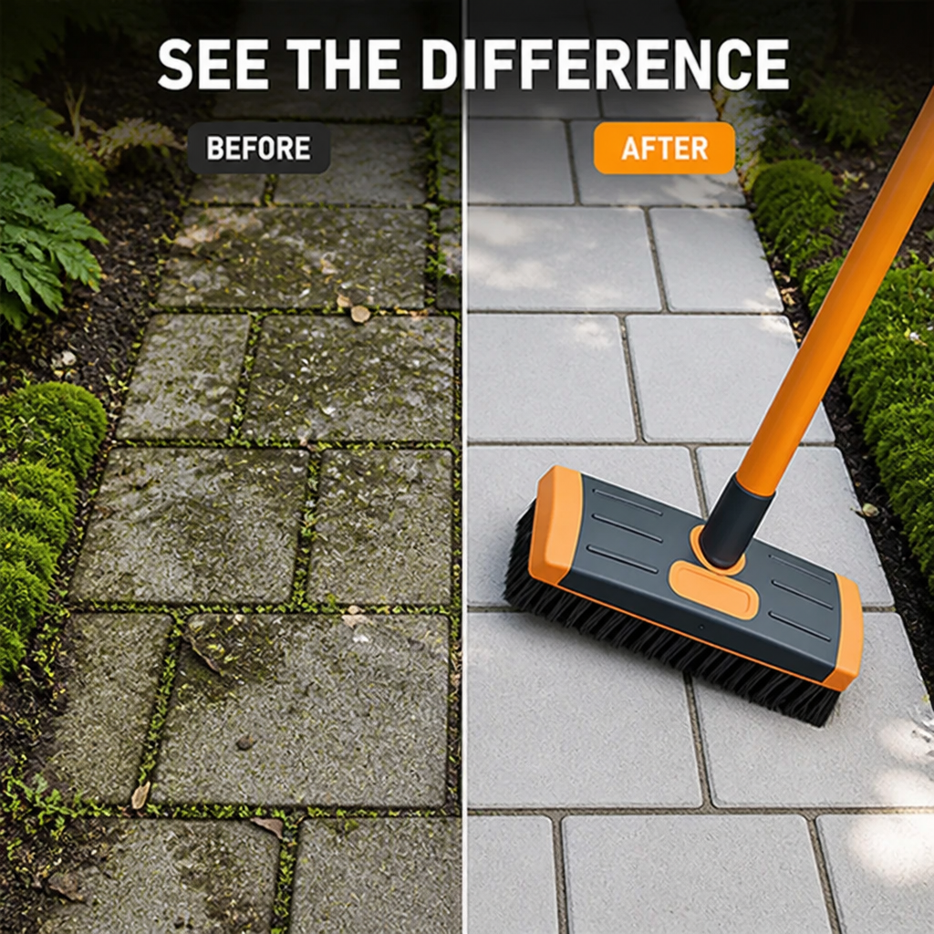 MossMate™ Extendable Patio Scrub Brush — Clear Moss And Weeds