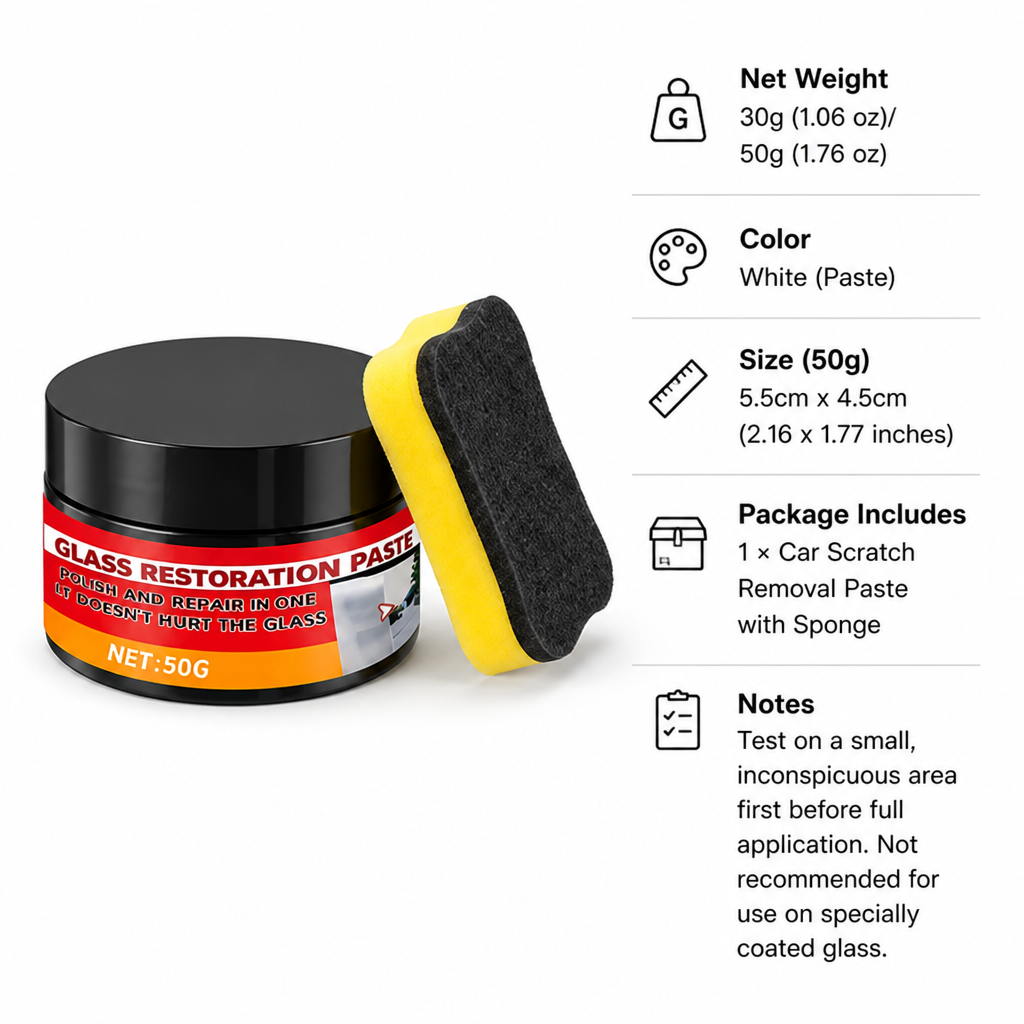 ClearPane™ Glass Scratch Remover Paste — Clearer Windshield Glass