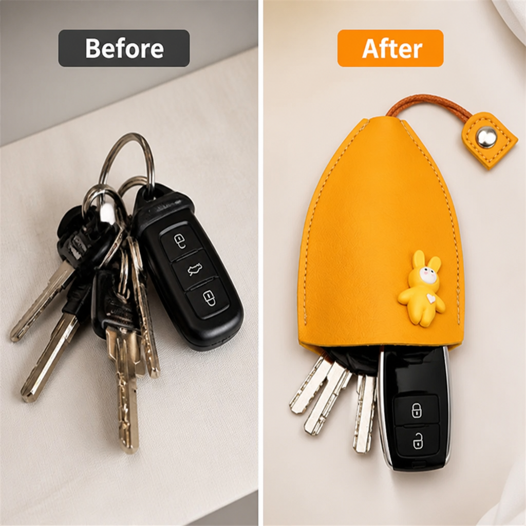 KeyCocoon™ Leather-Like Key Pouch — Scratch-Free Key Storage