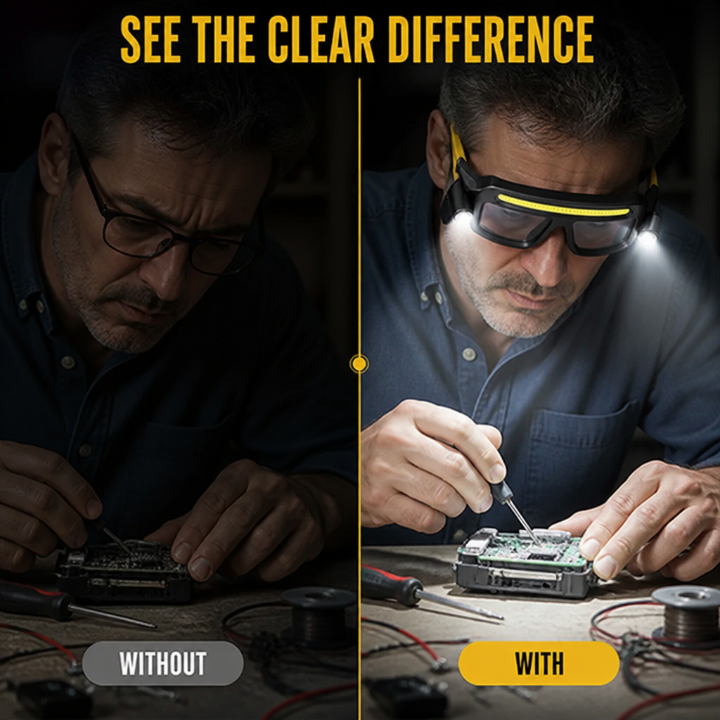 BeamSpecs™ LED Headlamp Glasses — Hands-Free Bright Light