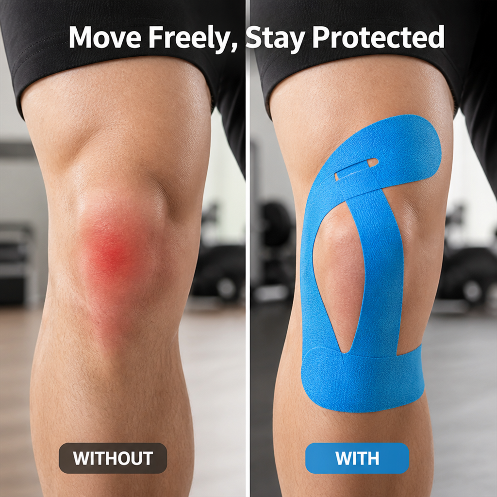 KneeWrap™ Pre-Cut Knee Kinesiology Tape — Stretchy Support Strips