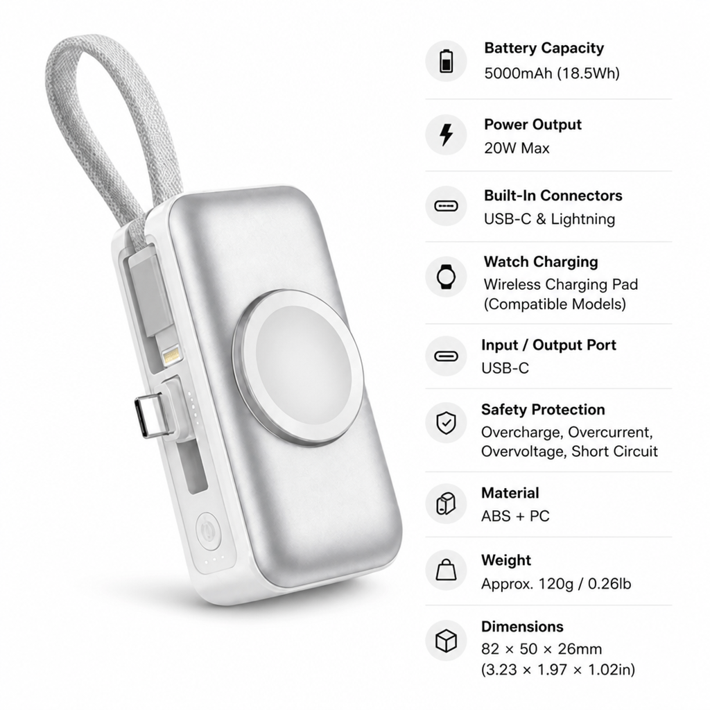 ChargeKnot™ 3-in-1 Mini Power Bank