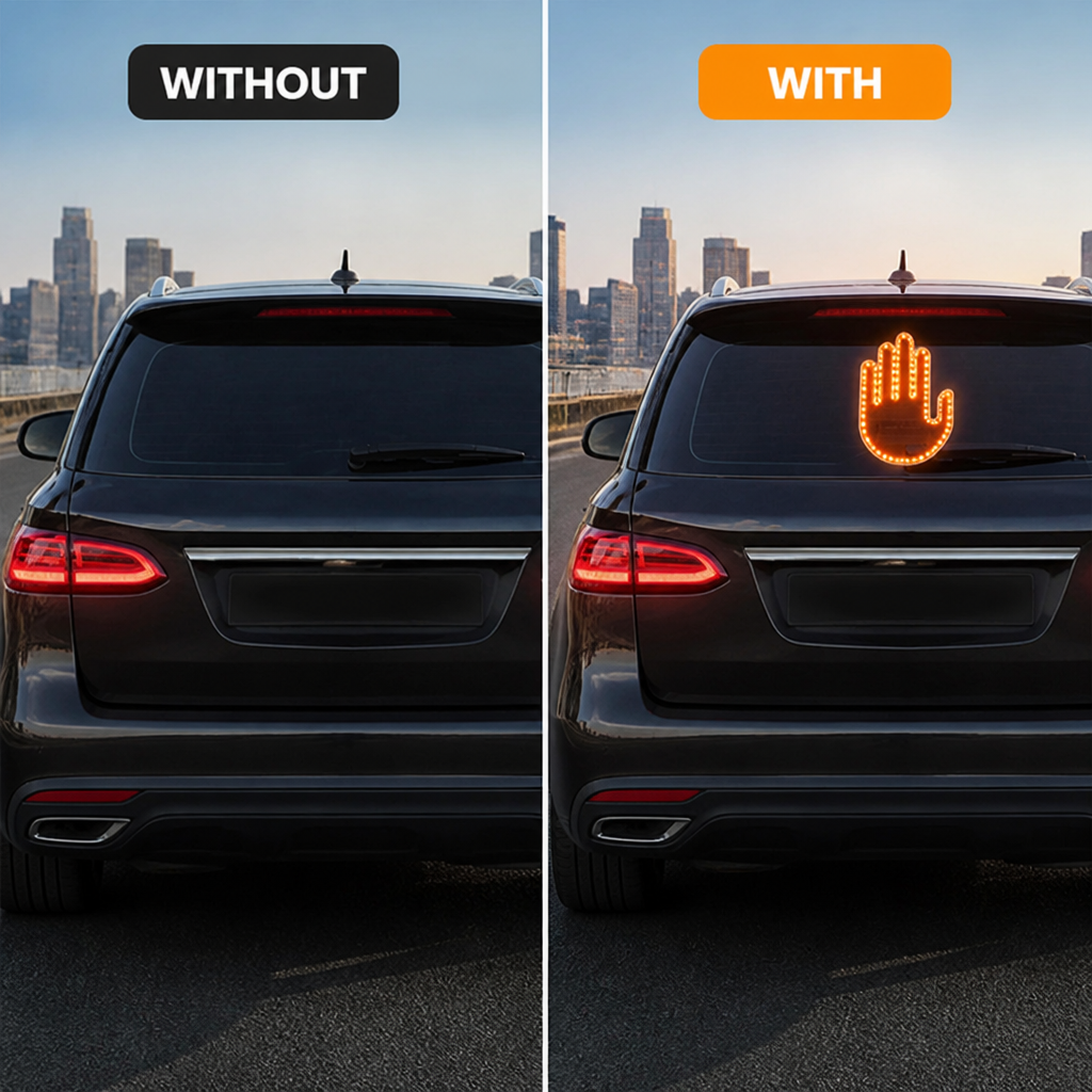WaveLite™ Car Gesture Light — Remote-Control LED Window Sign