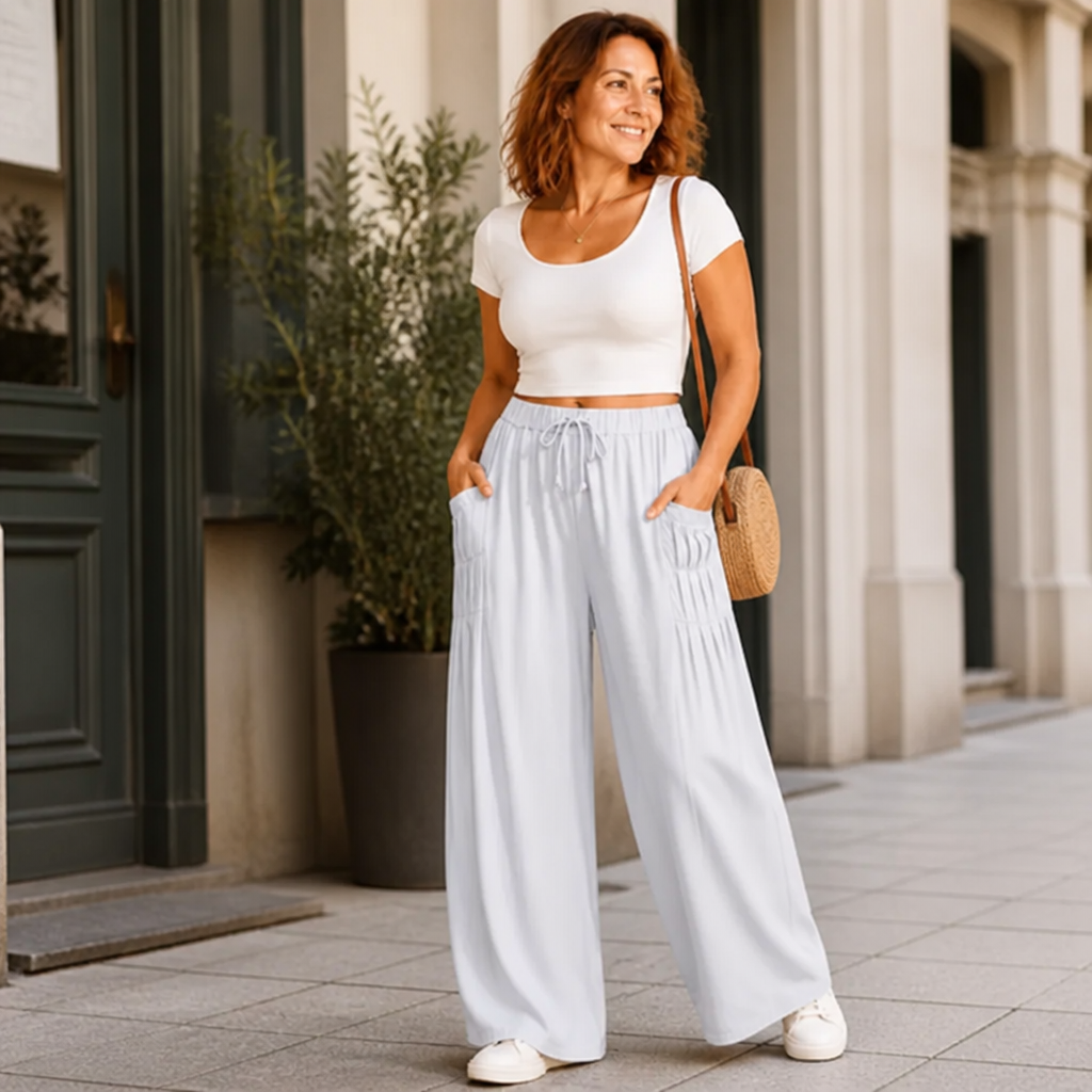 Breezia™ Women's Wide-Leg Drawstring Pants — Airy All-Day Comfort