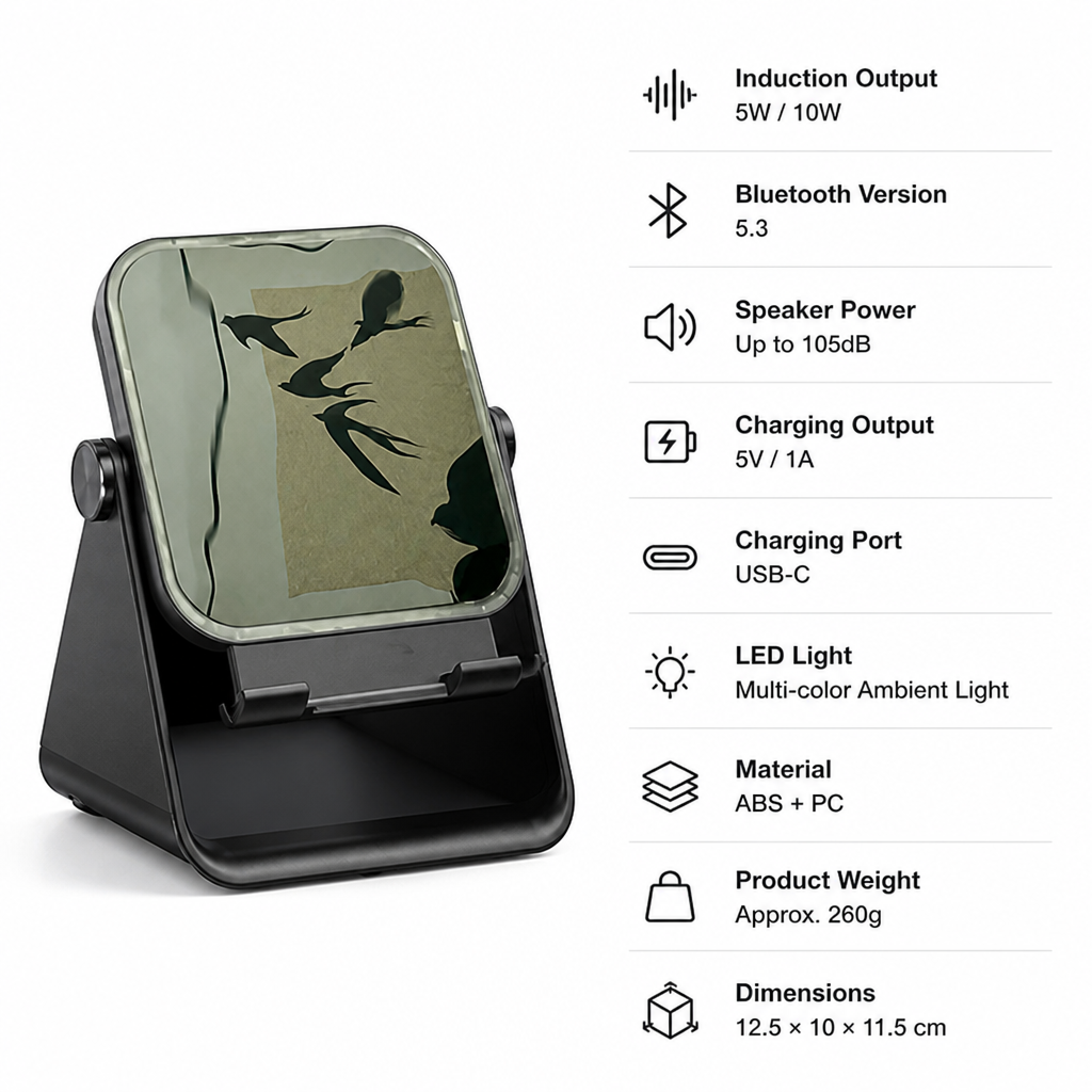 SoundCradle™ 5-in-1 Induction Speaker Phone Stand — Louder Sound, No Pairing