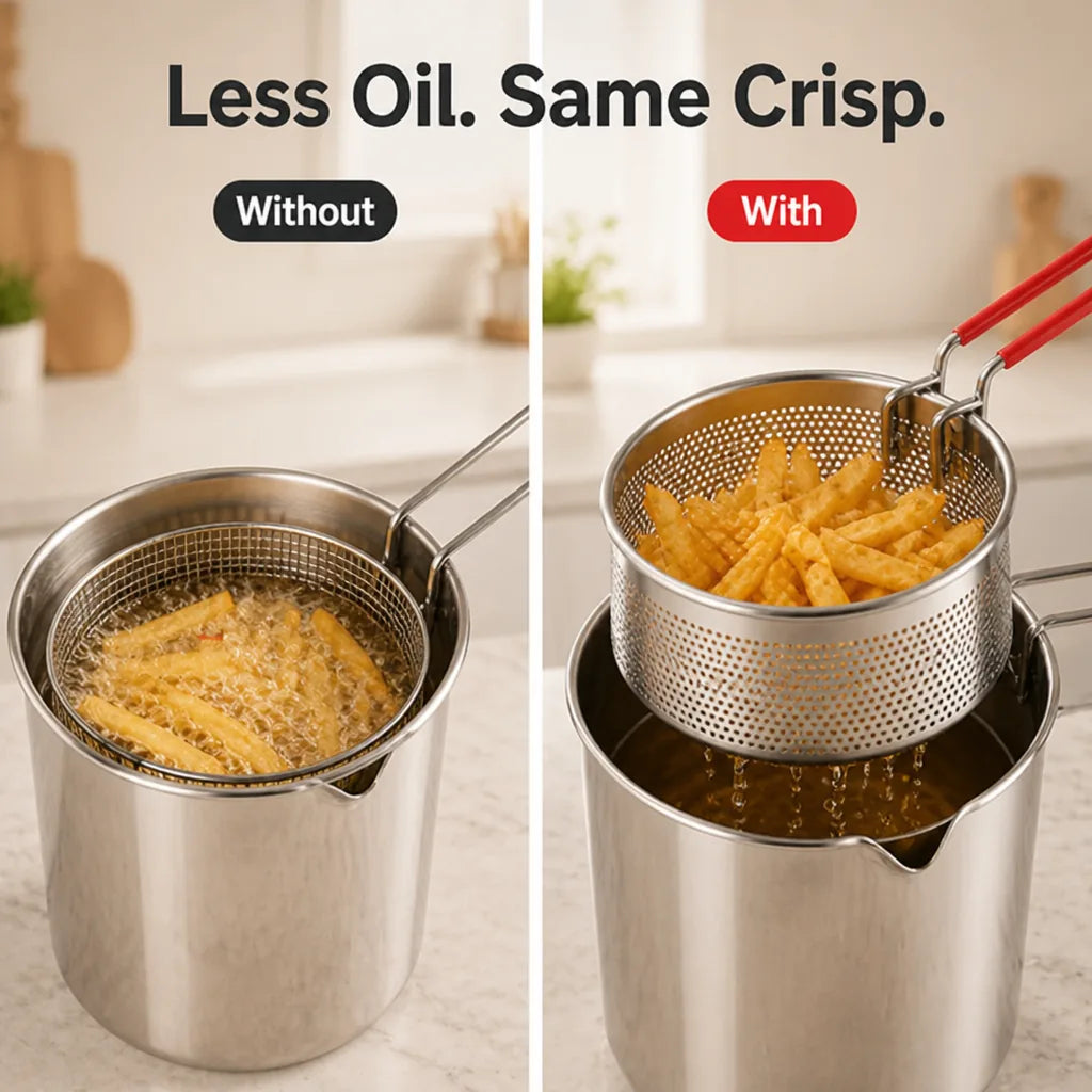 CrispPot™ Mini Stainless Steel Deep Fry Pot with Basket
