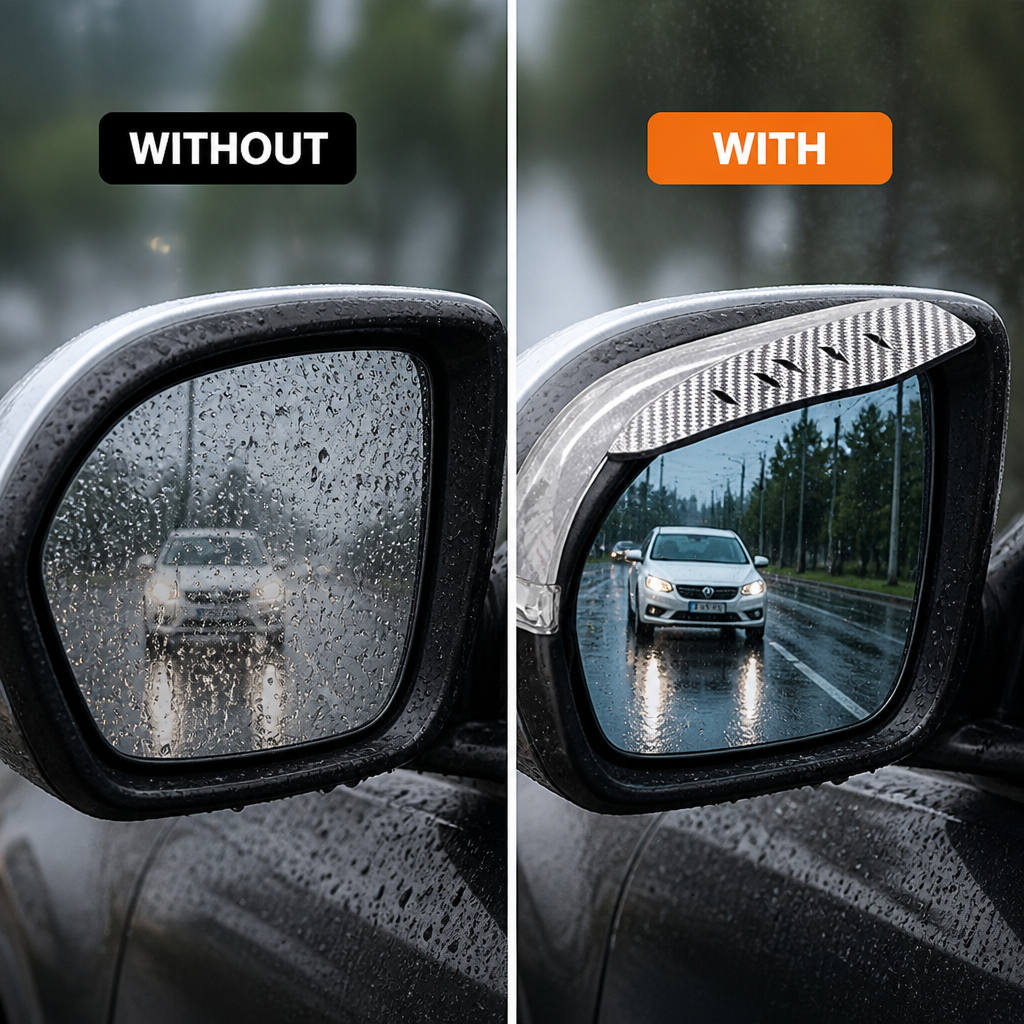 DropShield™ Side Mirror Rain Visors — Clear View In Rain
