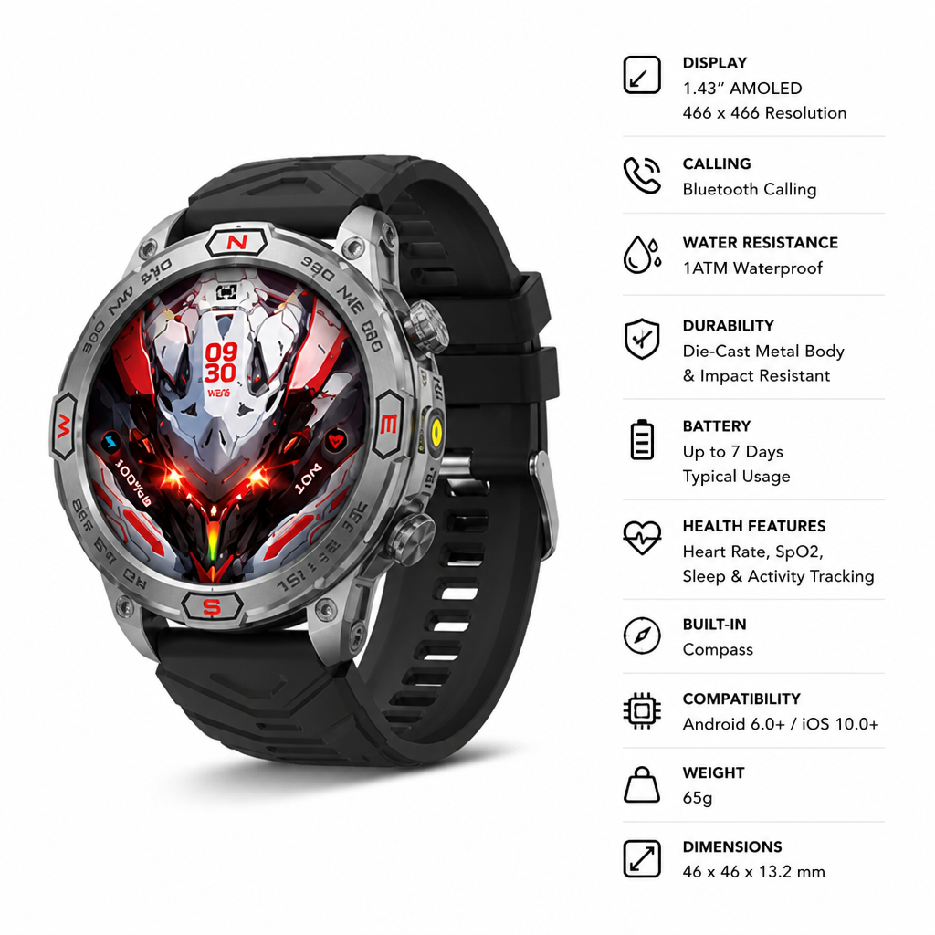 RidgeCore™ Rugged Outdoor Smartwatch