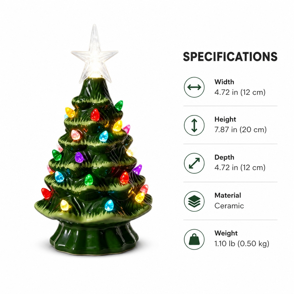 Yulewick™ Ceramic Light-Up Christmas Tree — Vintage Holiday Glow