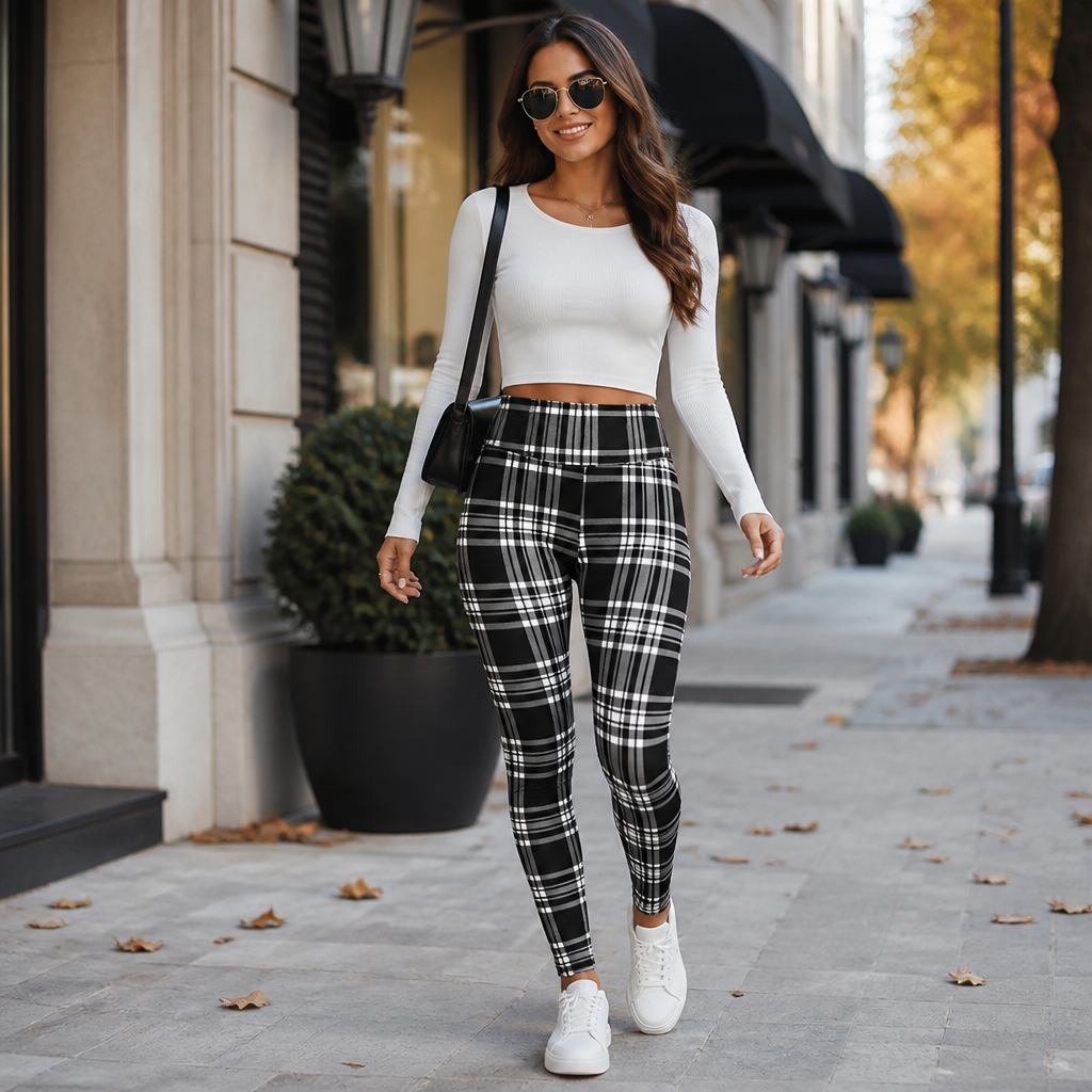 Cozelle™ Fleece-Lined Plaid Thermal Leggings — Warm Winter Shape