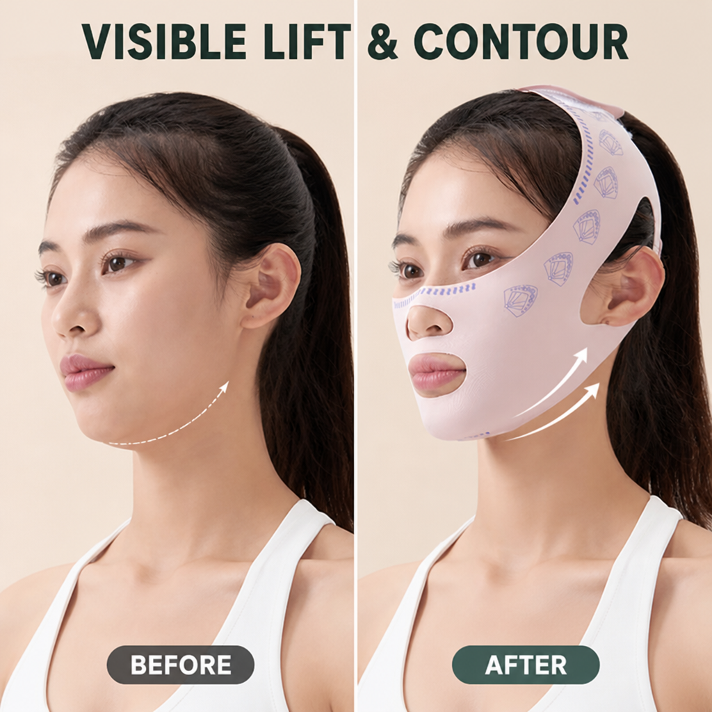 SculptNap™ V-Line Face Wrap — Soft Overnight Contour Strap