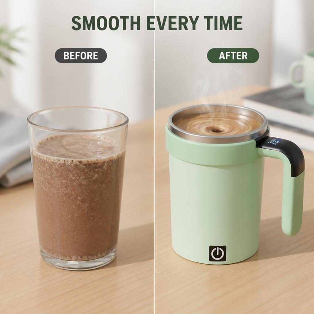 SwirlSip™ Self-Stirring Mug — Mix Drinks Hands-Free