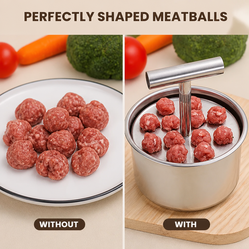 RoundRight™ Stainless Steel Meatball Maker — Perfect Uniform Meatballs