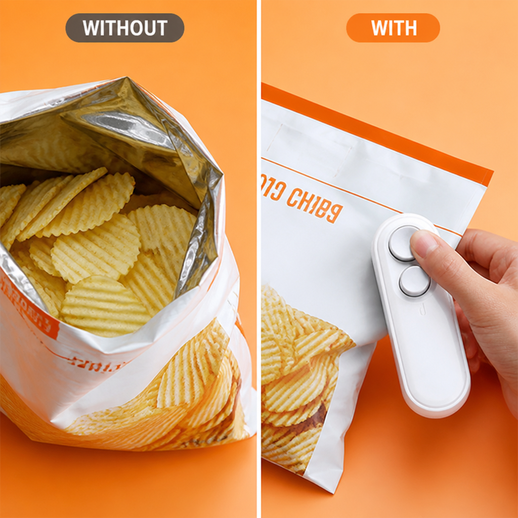 SnapSeal™ Rechargeable Bag Sealer & Cutter — Keep Snacks Fresh