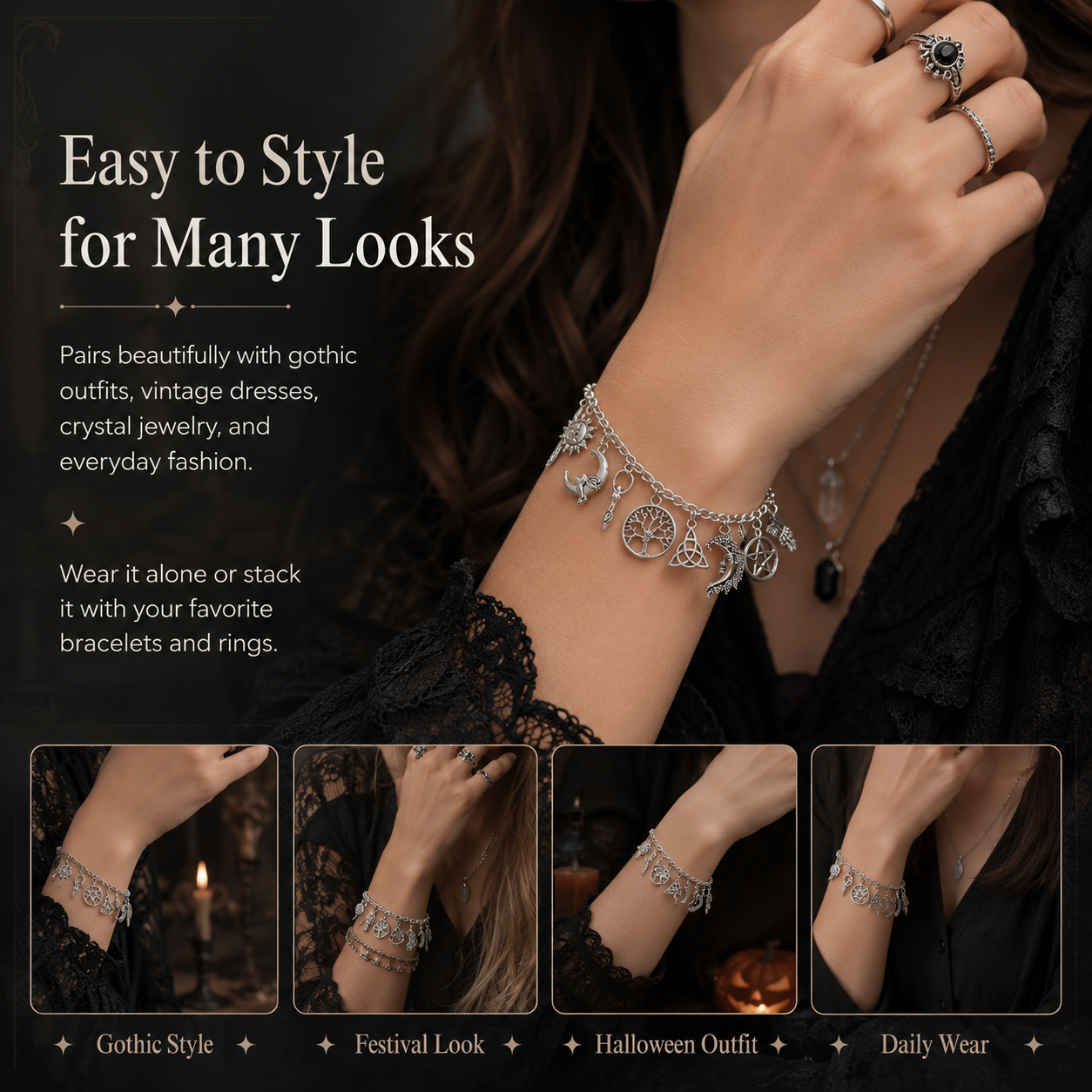 LunaVeil™ Charm Bracelet — Ignite Your Spirit with Every Meaningful Charm
