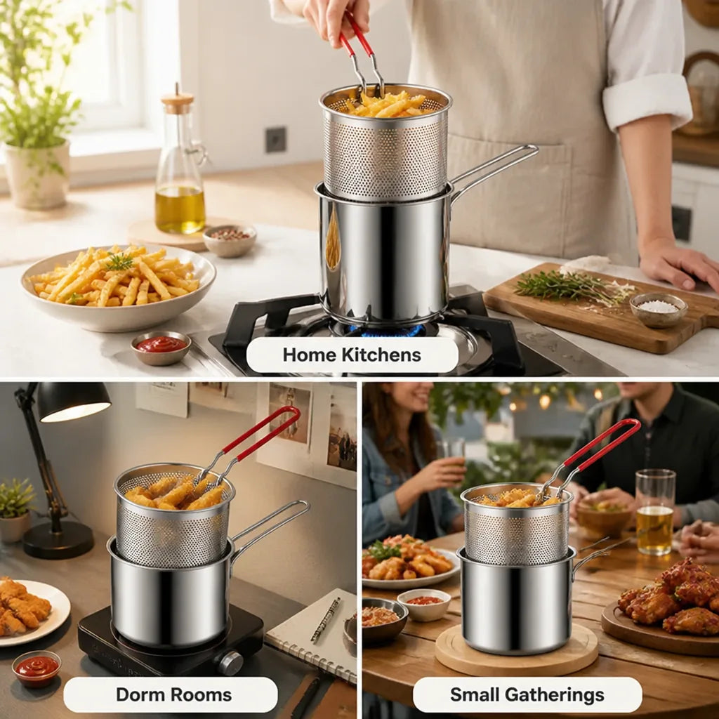 CrispPot™ Mini Stainless Steel Deep Fry Pot with Basket