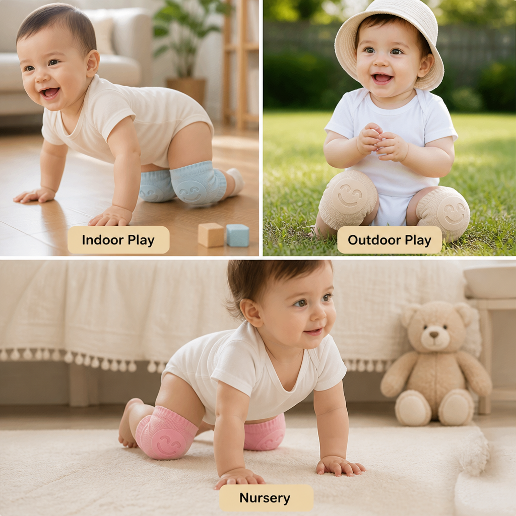 CrawlCloud™ Baby Knee Guards — Cushioned Crawling Comfort