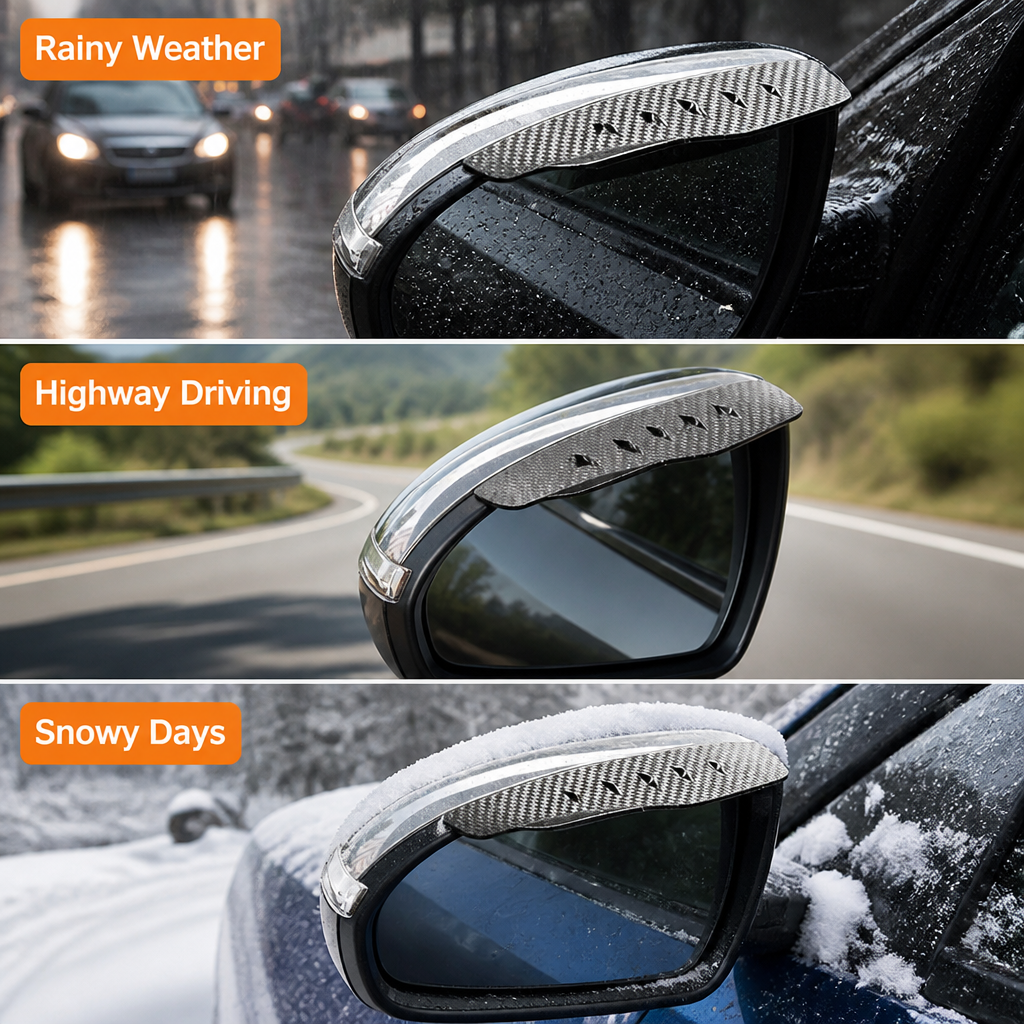 DropShield™ Side Mirror Rain Visors — Clear View In Rain