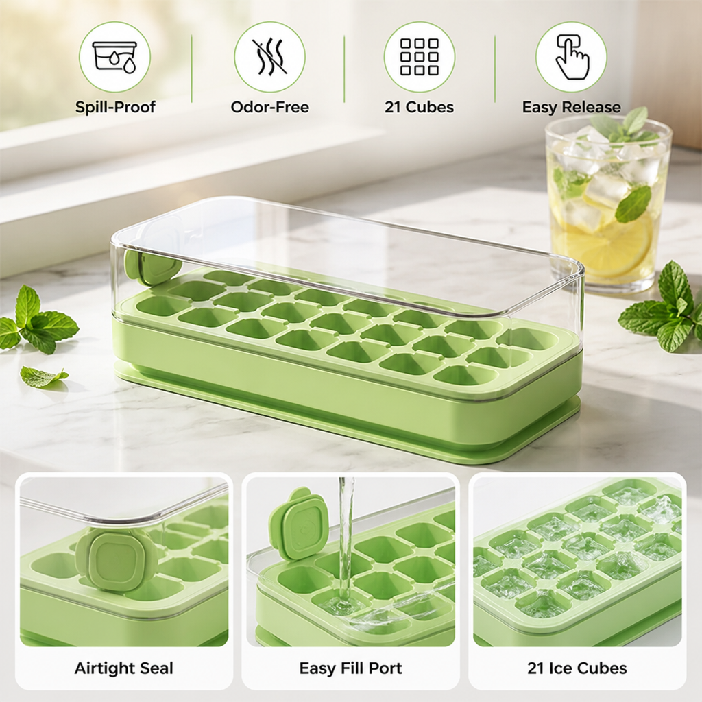 IceFresh™ - Leakproof Ice Cube Storage Tray
