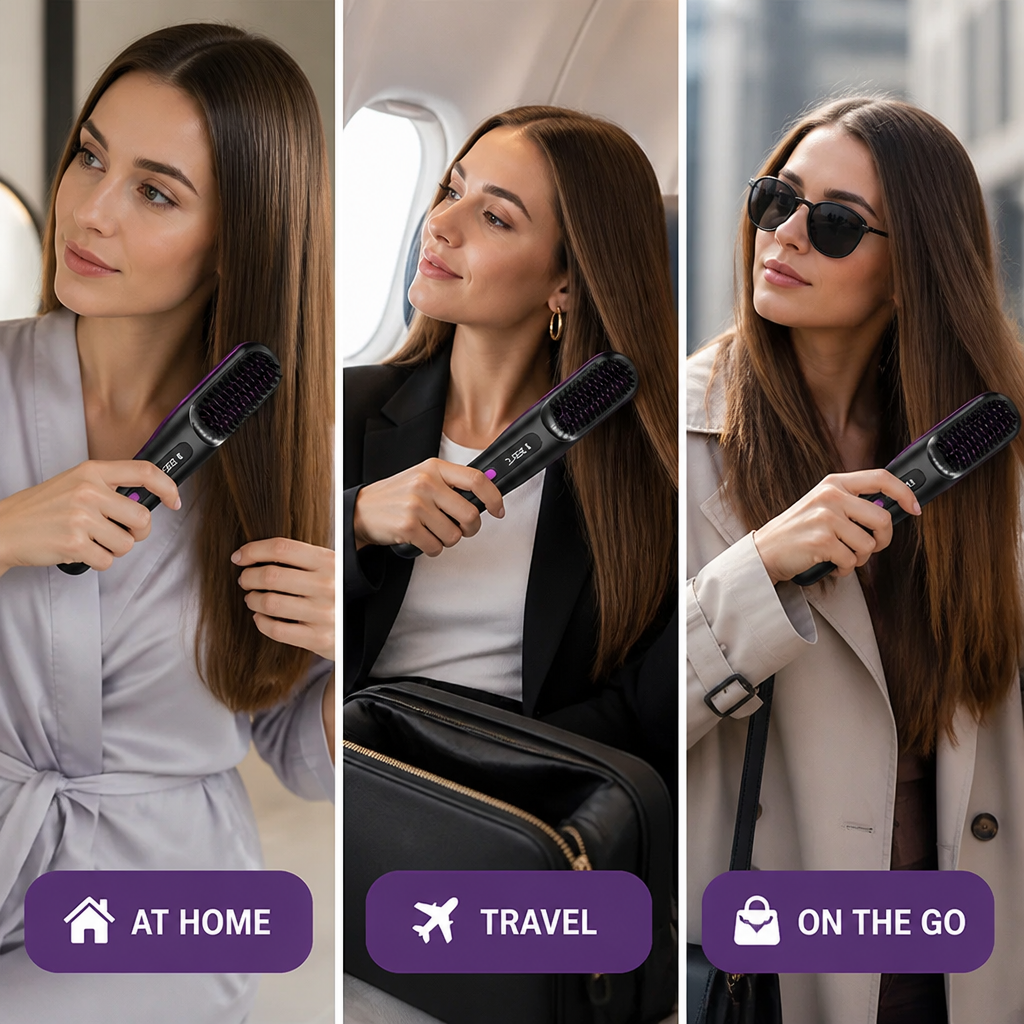 SleekMuse™ Cordless Hair Straightening Brush — Smooth Hair On The Go