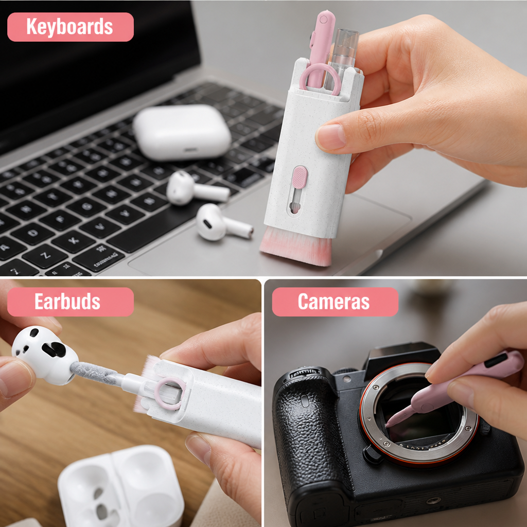 DustDart™ 7-in-1 Gadget Cleaning Pen — Spotless Earbuds & Keyboards